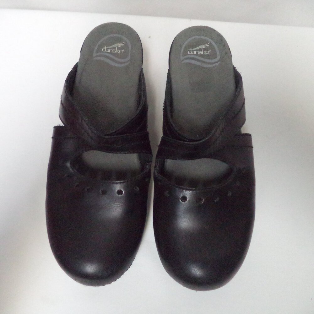 Dansko Black Leather Strap Mules - Picture 2 of 12